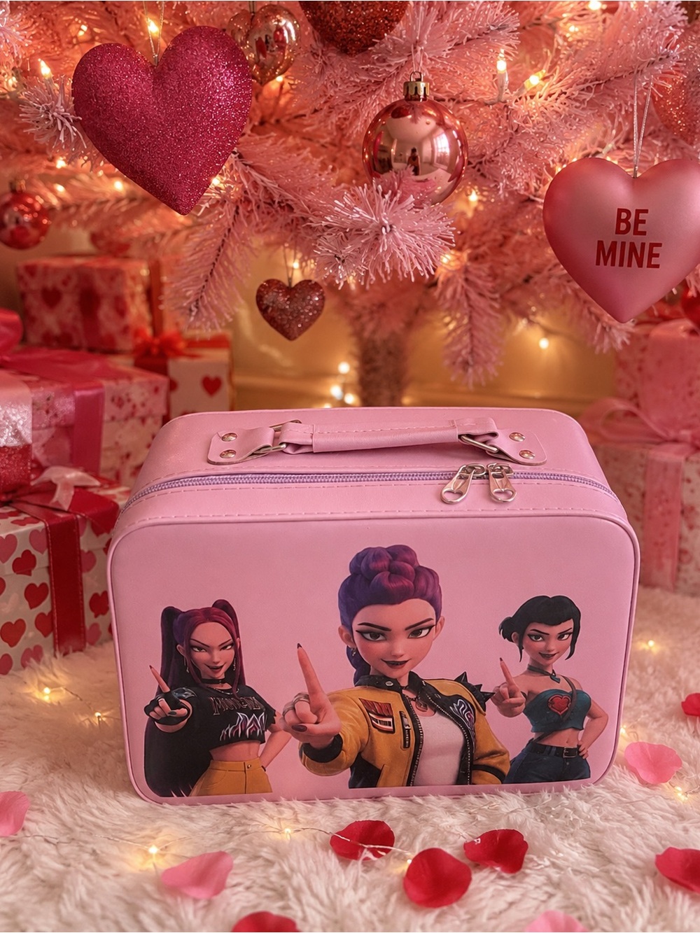 KPOP Demon Hunters Purple Makeup Bag Travel Cosmetic Case
